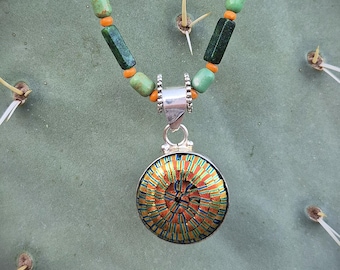 Sunburst Necklace w/ Agate & Turquoise