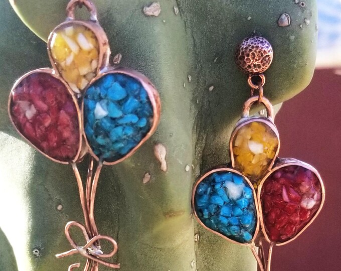 Flying Balloon Copper Earrings