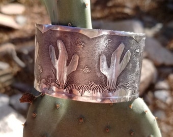 Dancing Saguaro Silver Cuff Bracelet