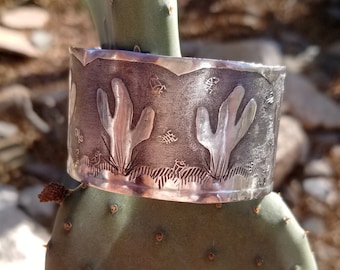 Dancing Saguaro Silver Cuff Bracelet