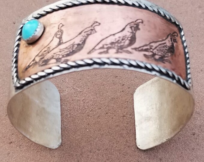 Copper & Silver Quail Cuff Bracelet