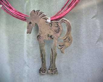 Pony & Red Leather Necklace