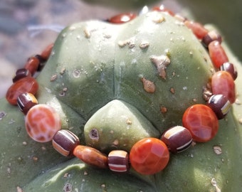 Czech Beads & Agate Stone Bracelet