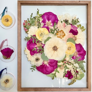 Custom Pressed Bridal Bouquet| Preserved Bouquet| Framed Wedding Flowers| Framed Bouquet | Bridal Bouquet Preservation| Floating Frame