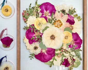 Custom Pressed Bridal Bouquet| Preserved Bouquet| Framed Wedding Flowers| Framed Bouquet | Bridal Bouquet Preservation| Floating Frame