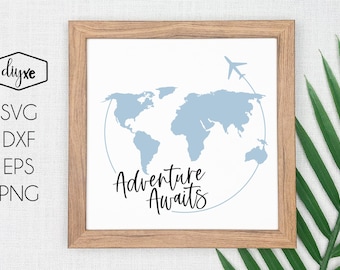 Adventure Awaits  Svg-Dxf-Png-Eps | Travel SVG Cut File