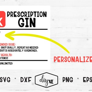 Recept Gin Label Svg-Dxf-Png-Eps | Alcohol SVG Cut Bestand