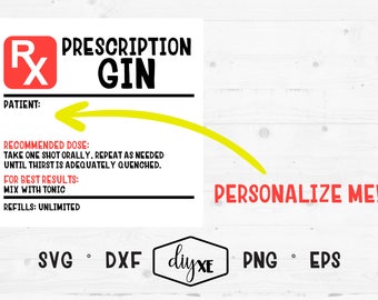 Prescription Gin Label Svg-Dxf-Png-Eps | Alcohol SVG Cut File