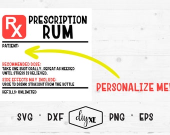 Prescription Rum Label Svg-Dxf-Png-Eps | Alcohol SVG Cut File