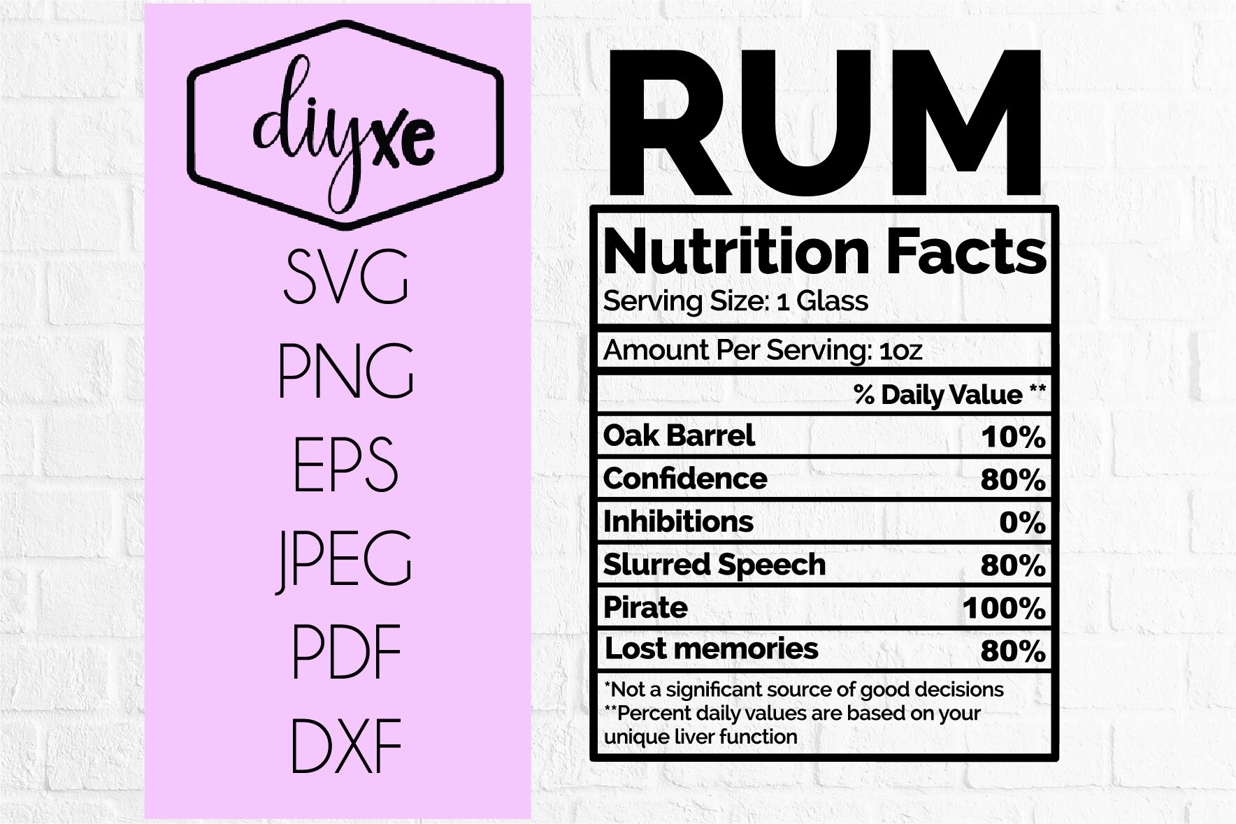Rum Nutrition Facts L Svgdxfpngeps Alcohol SVG Cut File Etsy Australia