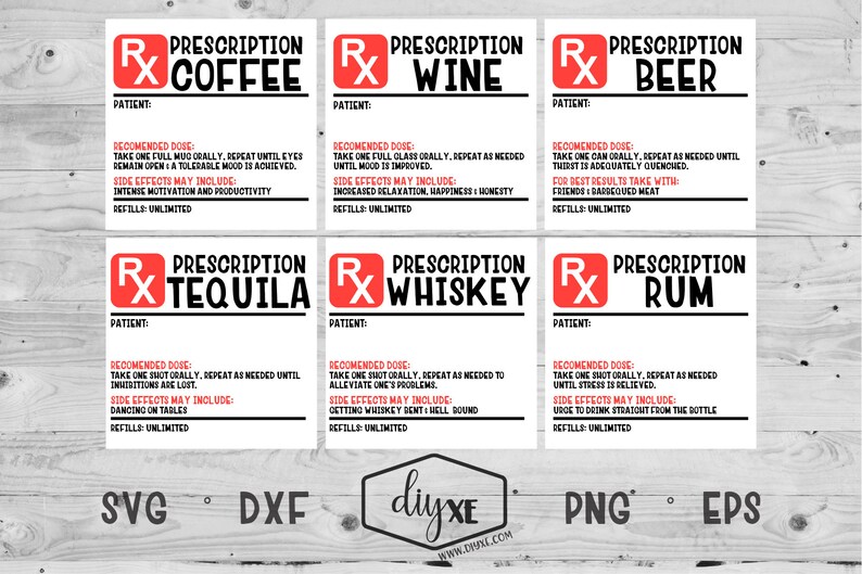 Download Prescription Label Bundle Svg-Dxf-Png-Eps | Etsy