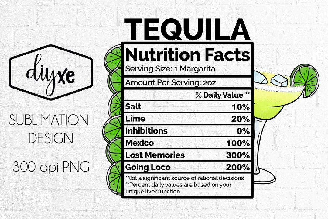Tequila Nutrition Facts Alcohol Png Etsy
