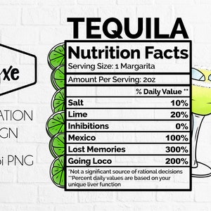 Tequila Nutrition Facts | Alcool Png