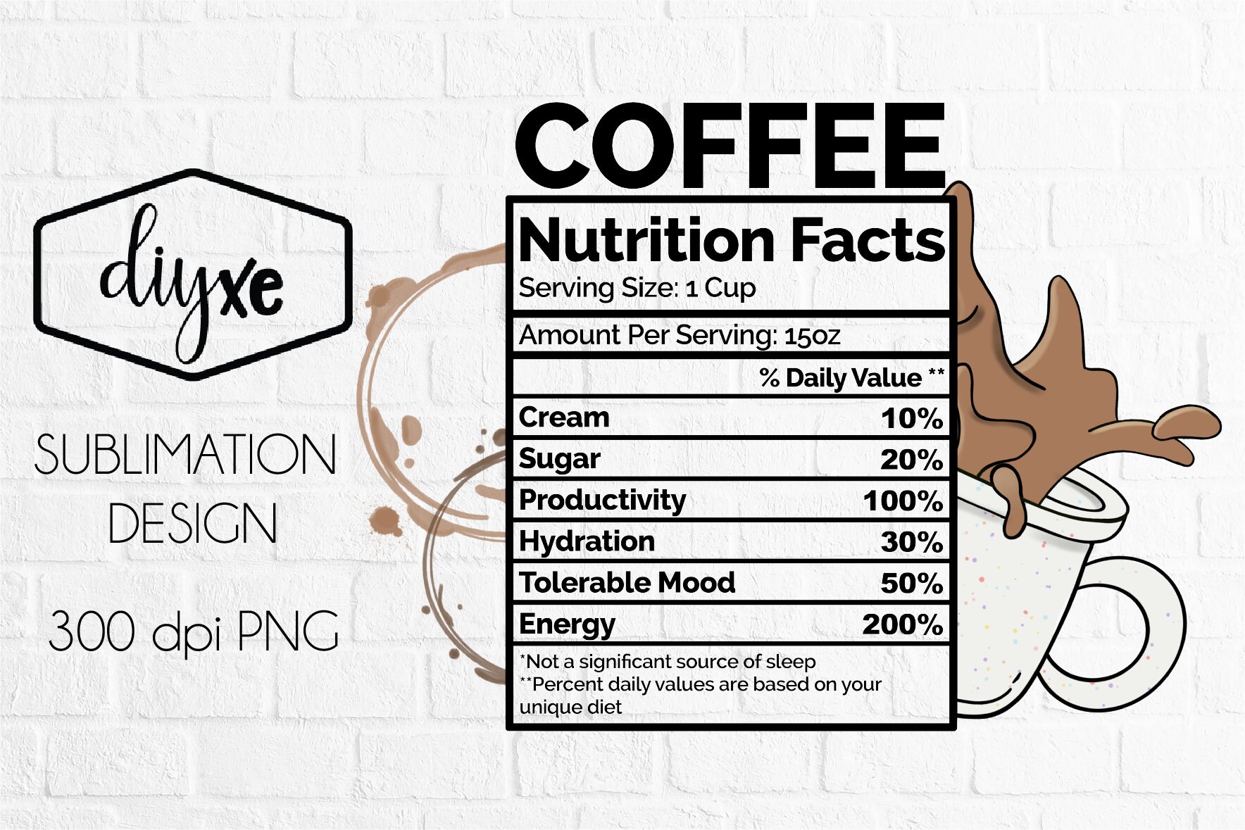 Coffee Nutrition Facts Coffee Png Etsy