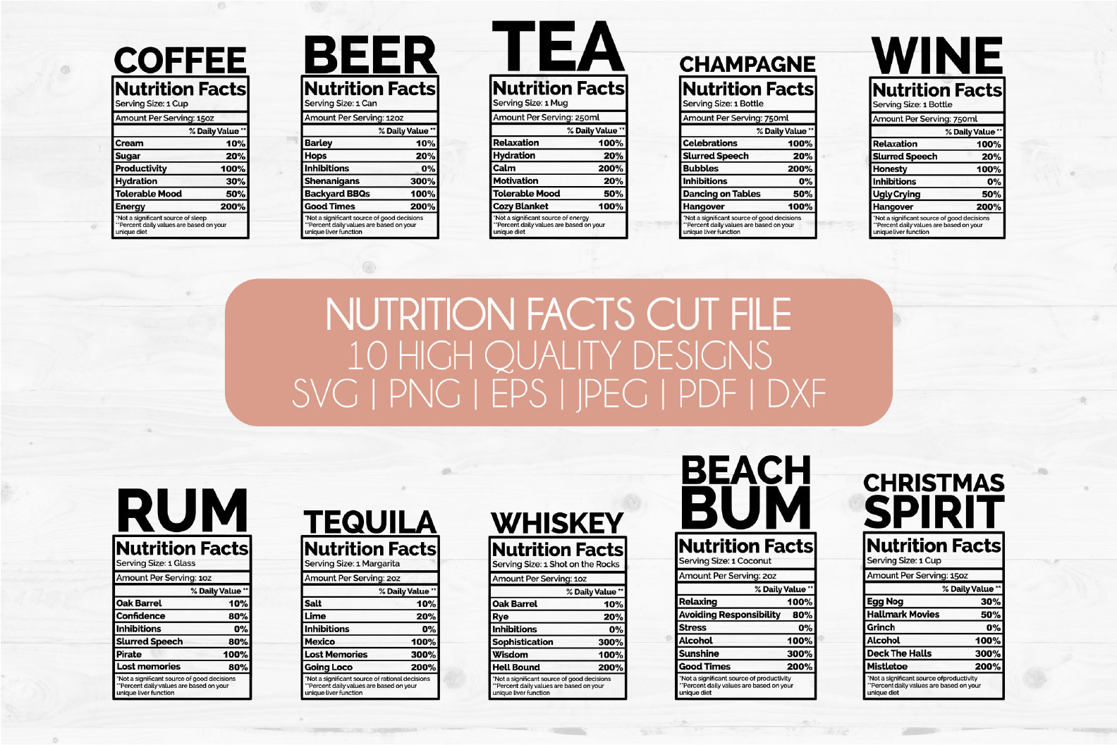 Tequila Nutrition Facts Etsy