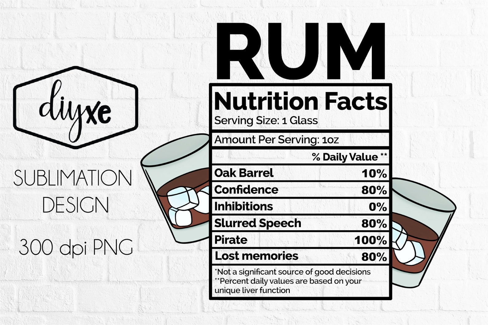 Rum Nutrition Facts Alcohol Png Etsy