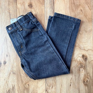 vintage 1980s SEARS Black Jeans Pantalon Denim Taille Élastique Kids Taille 6 Slim image 1