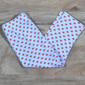 Vintage 1990s Red HEART - Girls Stretchy White Pants - Valentine - Elastic Waist - Kids Size 3T