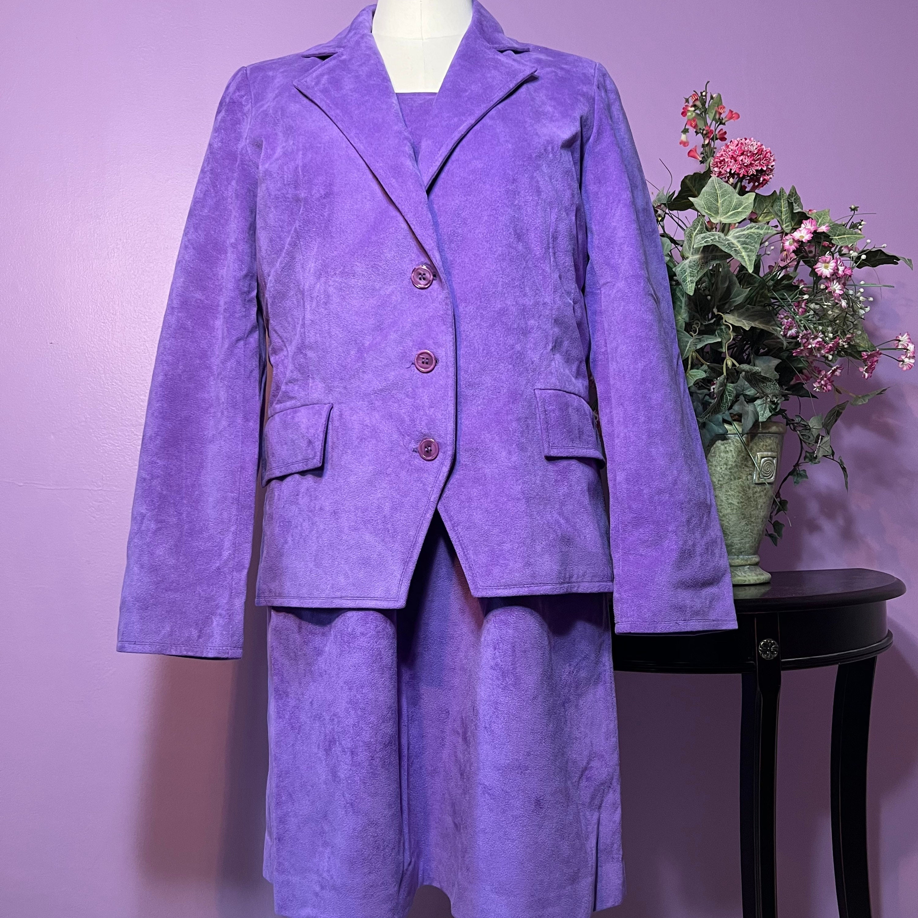 Vintage 70's SAMUEL ROBERT Purple Suede Jacket/skirt Suit by Peter