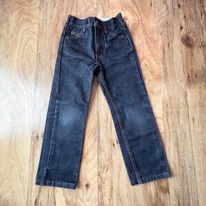 vintage 1980s SEARS Black Jeans Pantalon Denim Taille Élastique Kids Taille 6 Slim image 2