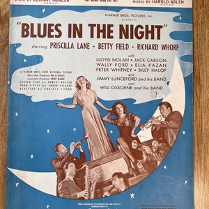 Vintage 1940&#39;s Warner Bros Sheet Music: &quot;Blues in the Night&quot; By Johnny Mercer/Harold Arlan - Remick Music Corporation 1942