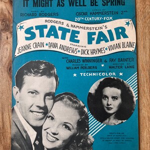 Vintage 1940&#39;s Sheet Music “It Might As Well Be Spring” By Rodgers And Hammerstein From 20th Century-Fox Picture “State Fair” 1945