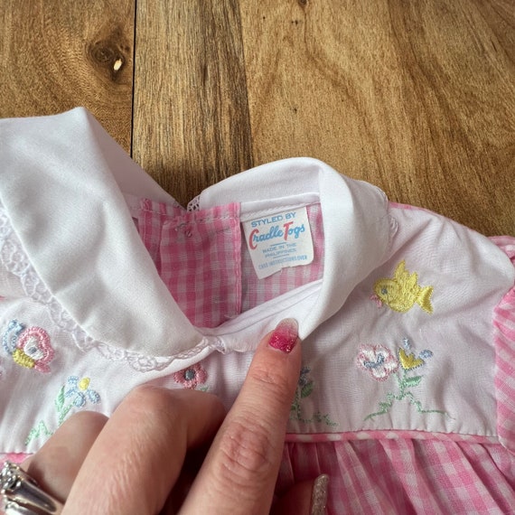 Vintage 1980s CRADLE TOGS Pink Gingham Springtime… - image 4