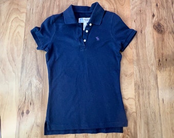 vintage années 1990 Abercrombie & Fitch - Polo Navy MOOSE - Manches Courtes - Taille Petite