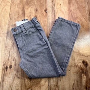 Vintage 1980s SEARS Light Gray Jeans - Denim Pants - Elastic Waist - Kids Size 6 Slim