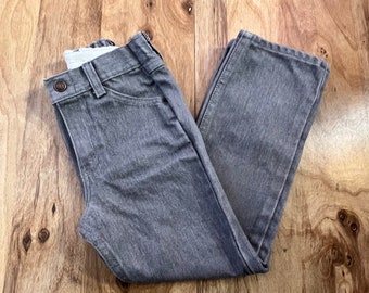 Vintage 1980s SEARS Light Gray Jeans - Denim Pants - Elastic Waist - Kids Size 6 Slim