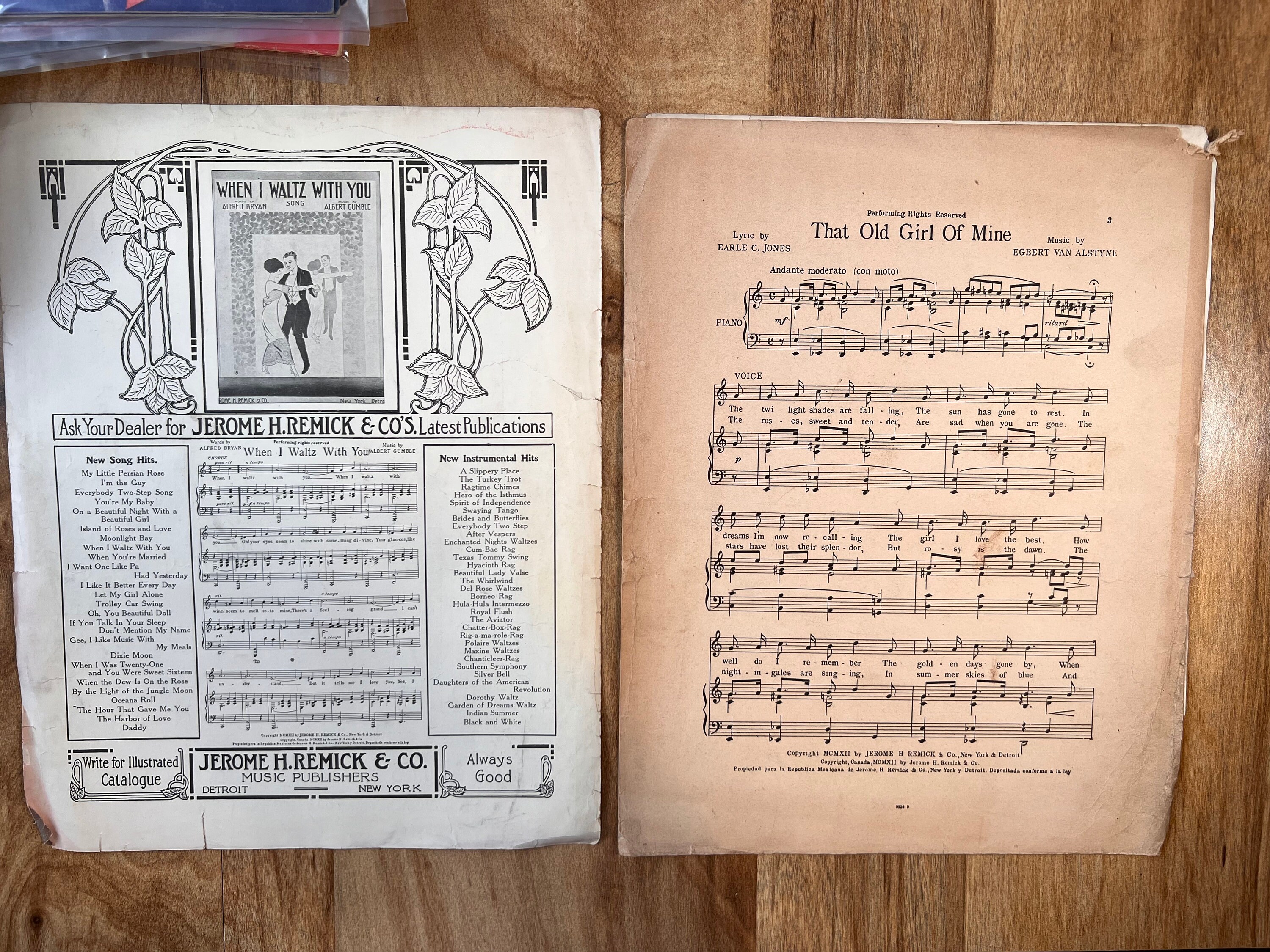 Early 1900's Ragtime Sheet Music: 