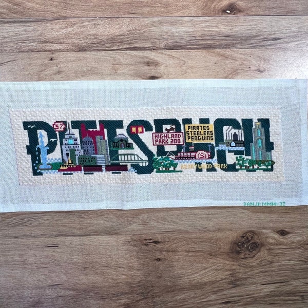 All Things PITTSBURGH - Beautifully Stitched Needlepoint Canvas - Landmarks, Sports, & Icons of the Steel City