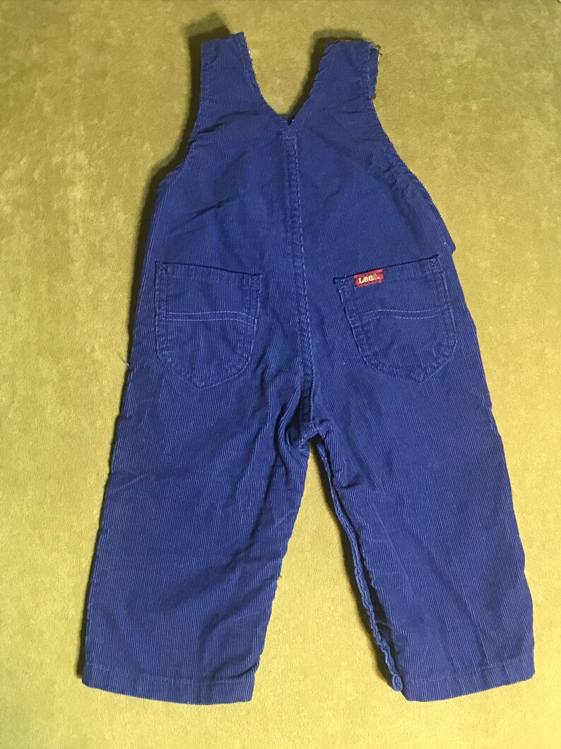 Vintage 80\u2019s LEE Kids Signature Corduroy Bright BLUE 18mo Overalls