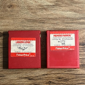 ビンテージ HTF 1984「Linking Logic」および「Memory Manor」ゲーム カートリッジ *Fisher-Price の Commodore 64 システム専用*