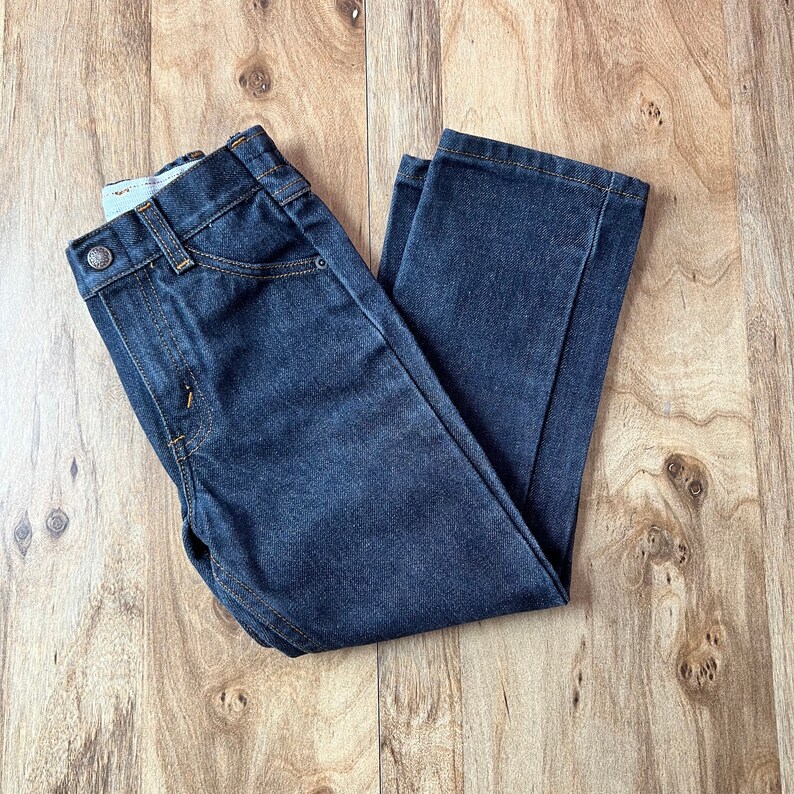 vintage 1980s SEARS Black Jeans Pantalon Denim Taille Élastique Kids Taille 6 Slim image 7