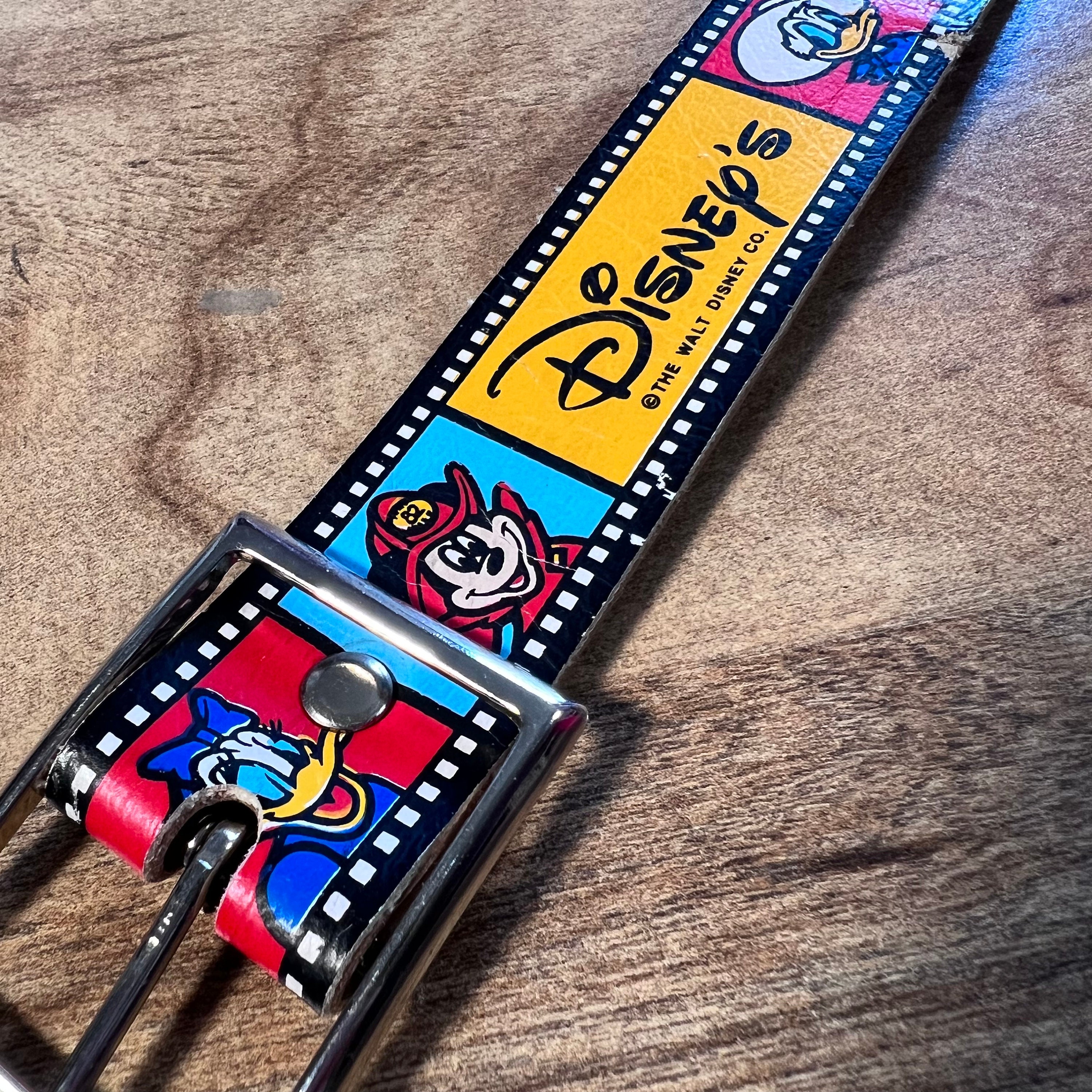 80~90s Disney Mickeyベルト y2kヴィンテージ Vintage Disney LEE Kids Character Belt (filmstrip) - Sz 20