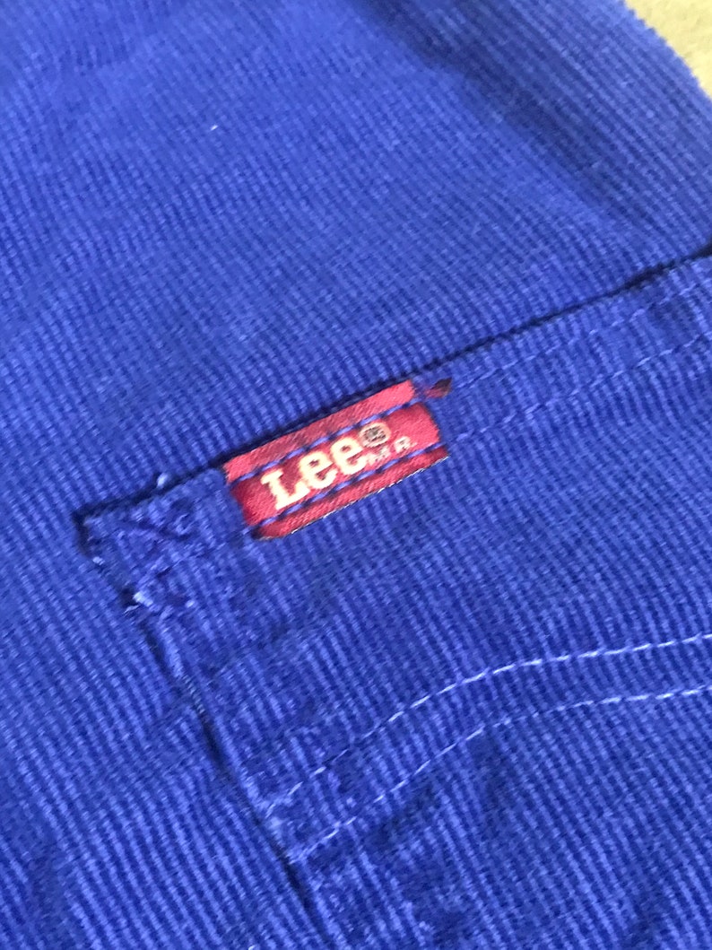 Vintage 80\u2019s LEE Kids Signature Corduroy Bright BLUE 18mo Overalls