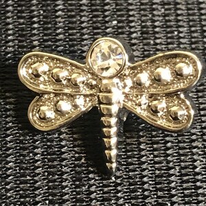 Super Cute Rhinestone DRAGONFLY Plastic Shank Buttons Lot Of 6 - Sparkle