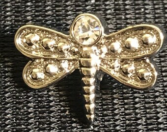 Super Cute Rhinestone DRAGONFLY Plastic Shank Buttons Lot Of 6 - Sparkle