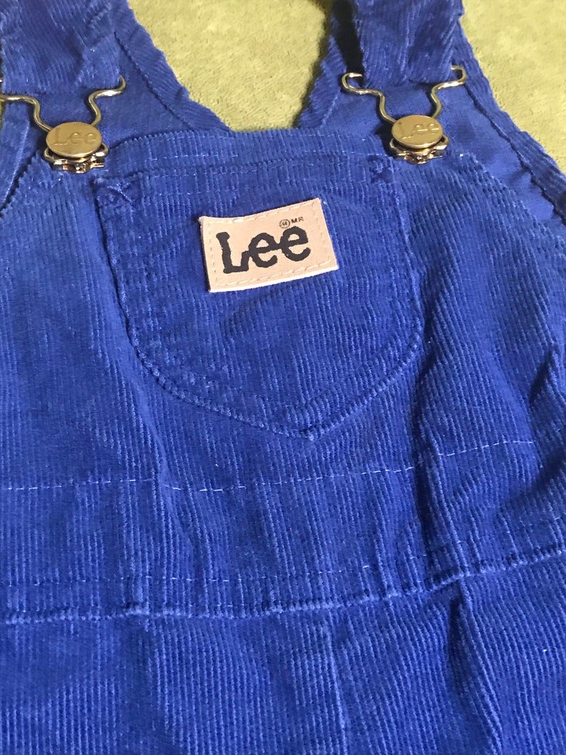 Vintage 80\u2019s LEE Kids Signature Corduroy Bright BLUE 18mo Overalls