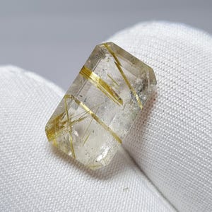 Natural Golden Rutile Quartz, 4.2 Carat, 13x8x5mm Emerald cut Faceted Gemstone for Jewelry Making, Golden Rutilated Quartz, wholesale Gems