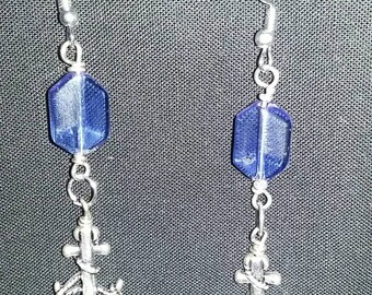 Silver plated anchor earrings