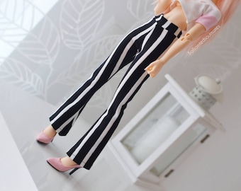 SLIM MSD BJD Minifee 1/4 Black & White striped flared leggings