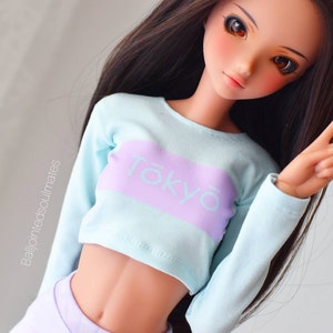 SD BJD Smartdoll Feeple60 1/3 Aquamarine crop top with Tokyo print