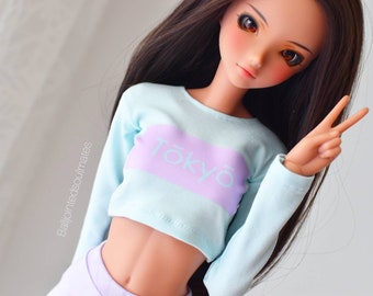 SD BJD Smartdoll Feeple60 1/3 Aquamarine crop top with Tokyo print