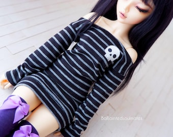 SLIM MSD BJD Minifee 1/4 Striped oversized sweatshirt with skull print