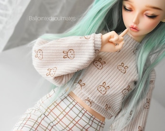 SD BJD Smartdoll Feeple60 Dollfiedream 1/3 Cream Cord Bunny sweater with Balloon sleeves