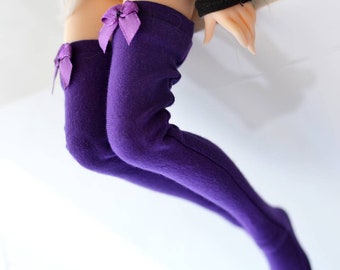 SLIM MSD BJD Minifee 1/4 Dark purple stockings with bow