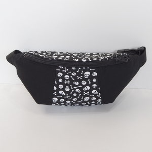 Gothic Skull Bum Bag: Handmade Black Cotton Canvas Waist Bag