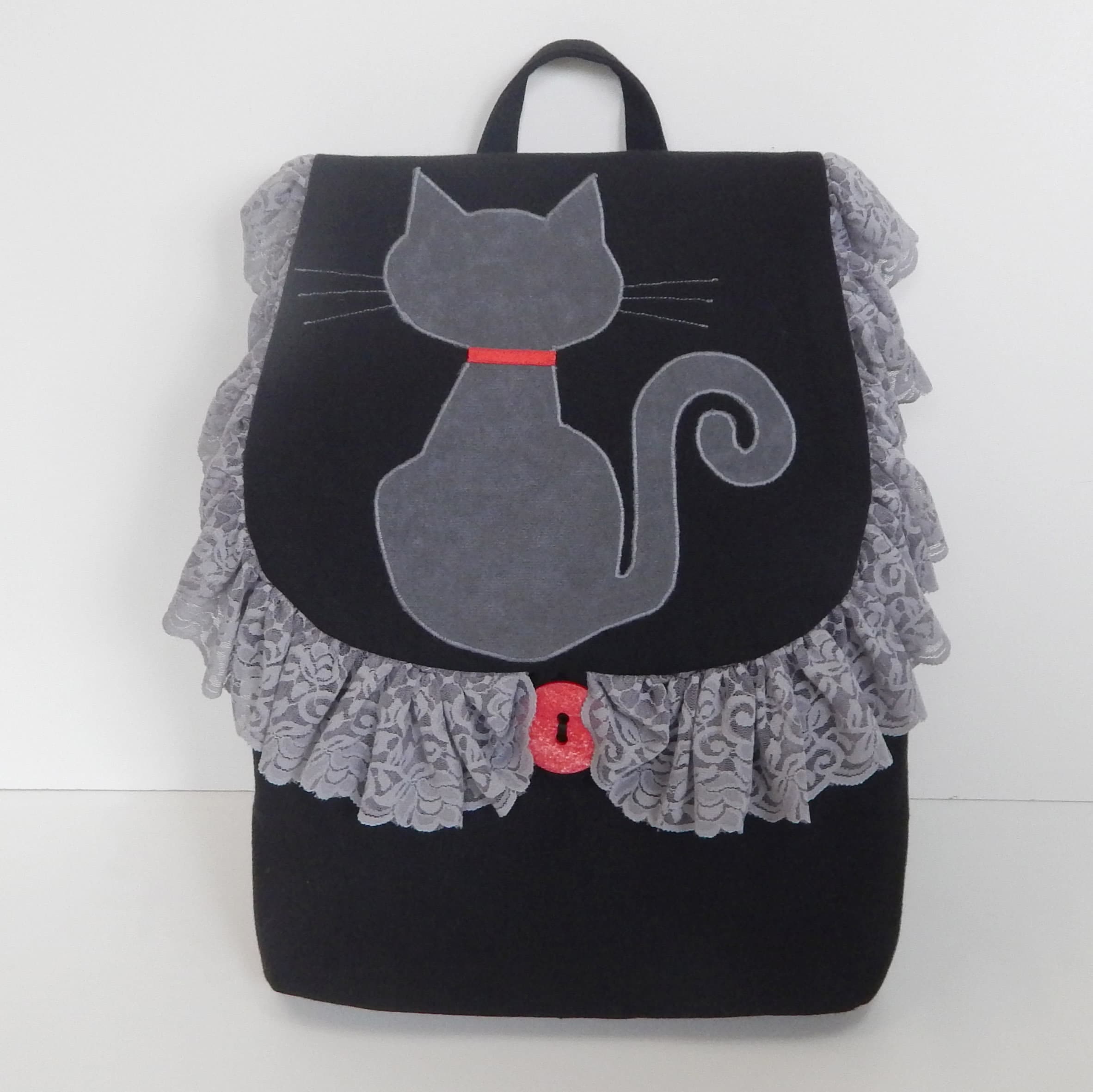 Cat Backpack Cat Bag Cat Lover Cat Themed Gift Cat Black Etsy